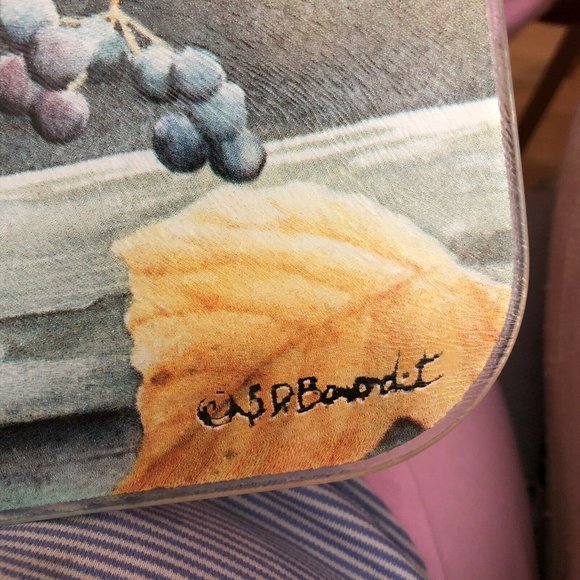 Cedar Waxwing Bird on Grapevine rectangle tempered glass cutting board 16" x 12" - Picture 9 of 9